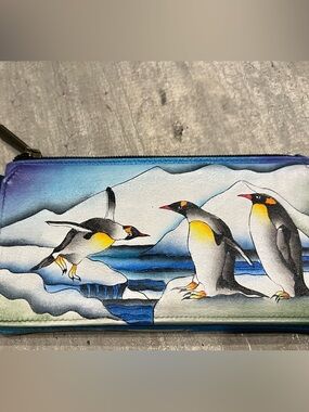 ANUSCHKA - hand painted penguin art design wallet